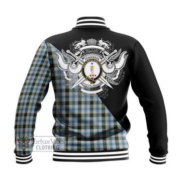 Henderson Dress Tartan Baseball Jacket with Family Crest and Military Logo Style