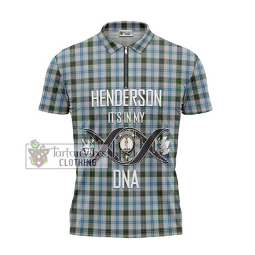 Henderson Dress Tartan Zipper Polo Shirt with Family Crest DNA In Me Style