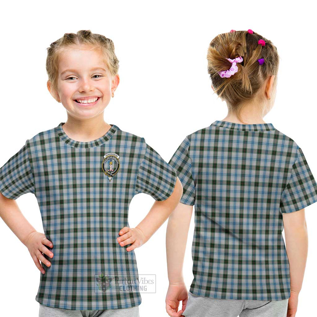 Henderson Dress Tartan Kid T-Shirt with Family Crest - Tartanvibesclothing Shop