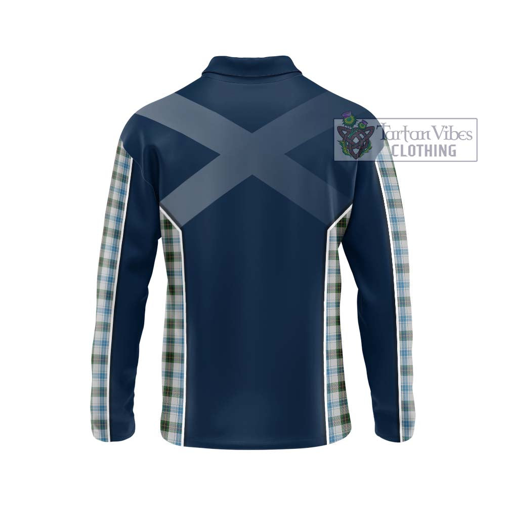 Henderson Dress Tartan Long Sleeve Polo Shirt with Family Crest and Lion Rampant Vibes Sport Style - Tartan Vibes Clothing