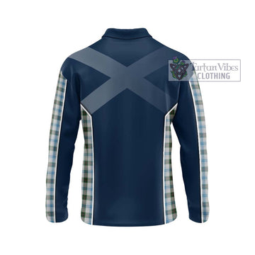 Henderson Dress Tartan Long Sleeve Polo Shirt with Family Crest and Lion Rampant Vibes Sport Style