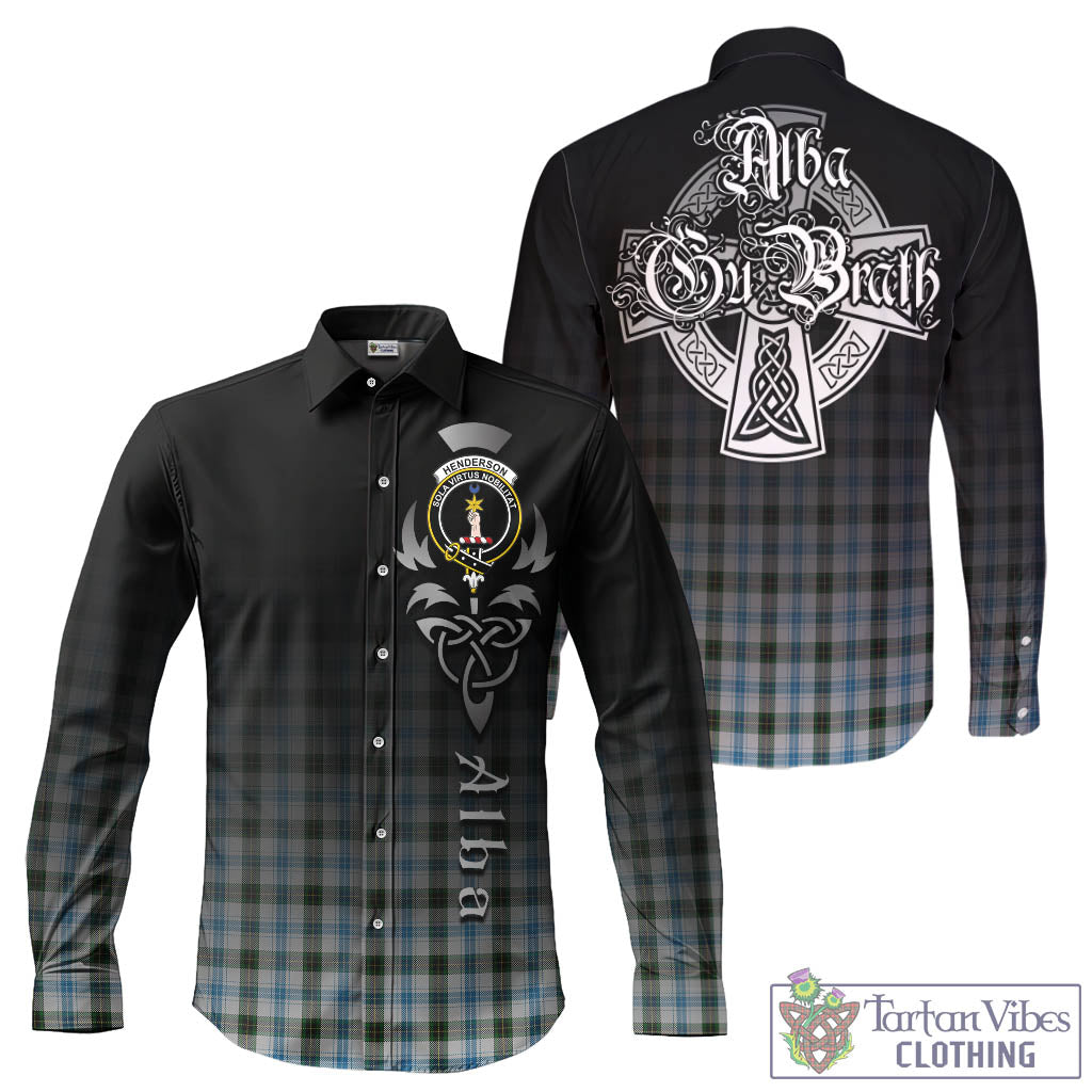 Tartan Vibes Clothing Henderson Dress Tartan Long Sleeve Button Up Featuring Alba Gu Brath Family Crest Celtic Inspired