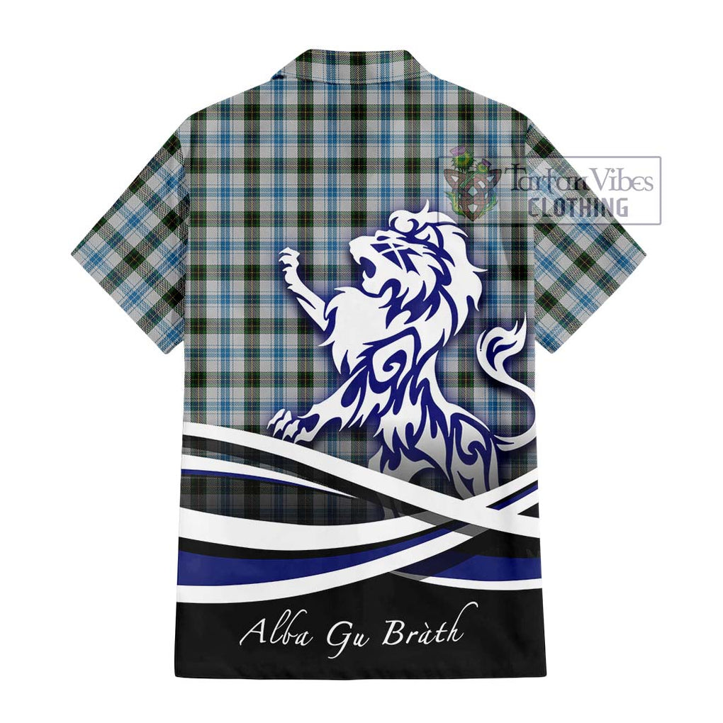 Henderson Dress Tartan Short Sleeve Button Shirt with Alba Gu Brath Regal Lion Emblem - Tartanvibesclothing Shop