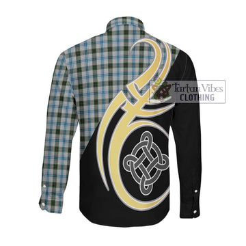 Henderson Dress Tartan Long Sleeve Button Shirt with Family Crest and Celtic Symbol Style