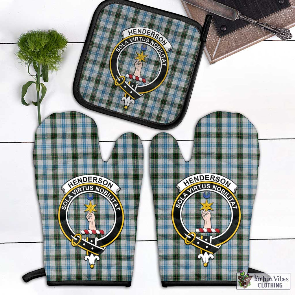 Henderson Dress Tartan Combo Oven Mitt & Pot-Holder with Family Crest Combo 1 Oven Mitt & 1 Pot-Holder Black - Tartan Vibes Clothing