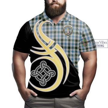 Henderson Dress Tartan Polo Shirt with Family Crest and Celtic Symbol Style