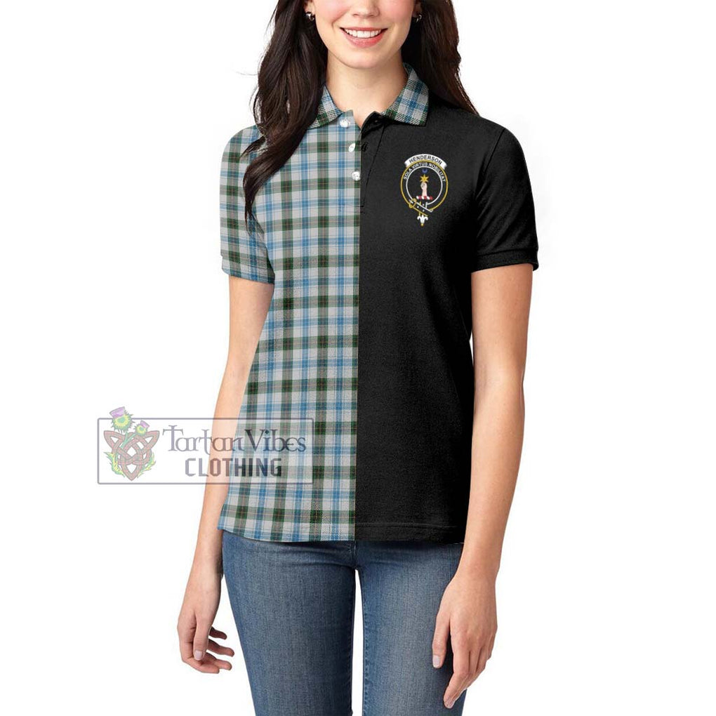 Henderson Dress Tartan Women's Polo Shirt with Family Crest and Half Of Me Style - Tartanvibesclothing Shop