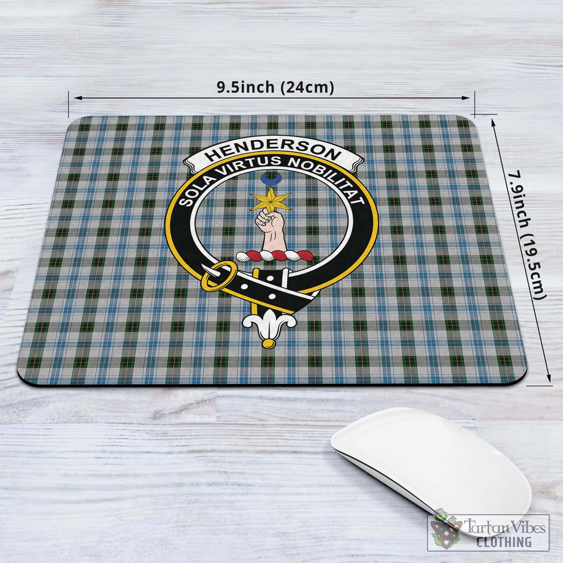 Tartan Vibes Clothing Henderson Dress Tartan Mouse Pad with Family Crest