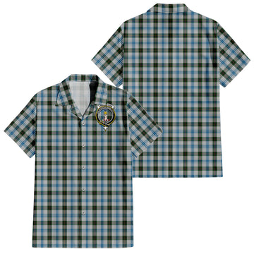 Henderson Dress Tartan Short Sleeve Button Down Shirt with Family Crest