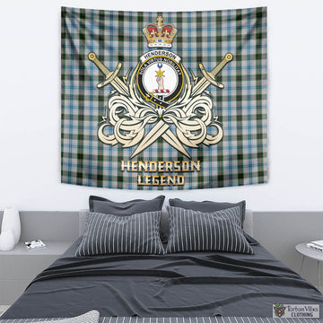 Henderson Dress Tartan Tapestry with Clan Crest and the Golden Sword of Courageous Legacy