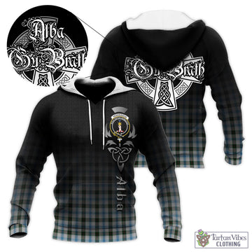 Henderson Dress Tartan Knitted Hoodie Featuring Alba Gu Brath Family Crest Celtic Inspired