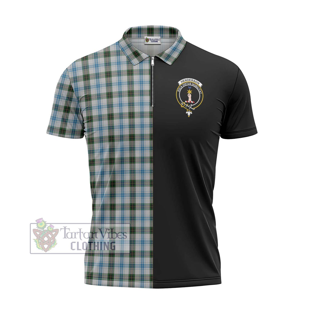 Henderson Dress Tartan Zipper Polo Shirt with Family Crest and Half Of Me Style - Tartanvibesclothing Shop