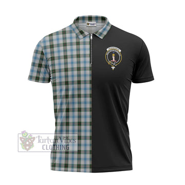 Henderson Dress Tartan Zipper Polo Shirt with Family Crest and Half Of Me Style