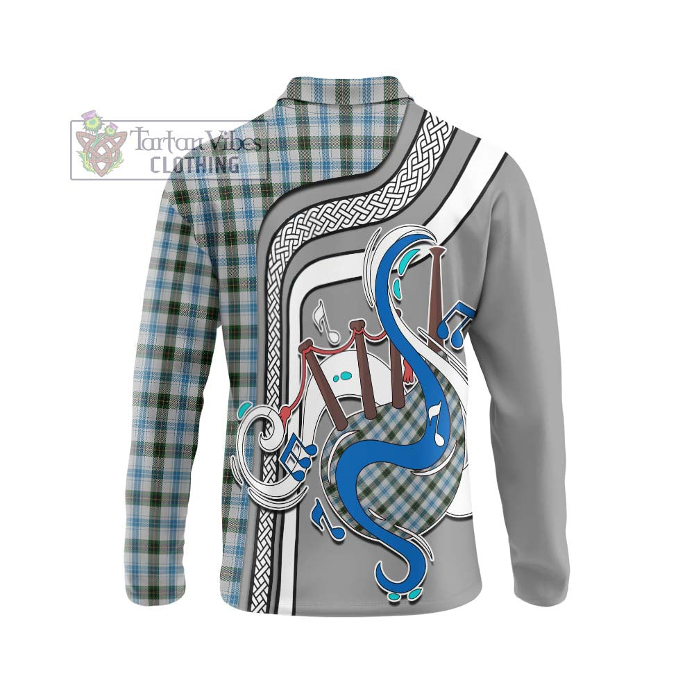 Tartan Vibes Clothing Henderson Dress Tartan Long Sleeve Polo Shirt with Epic Bagpipe Style