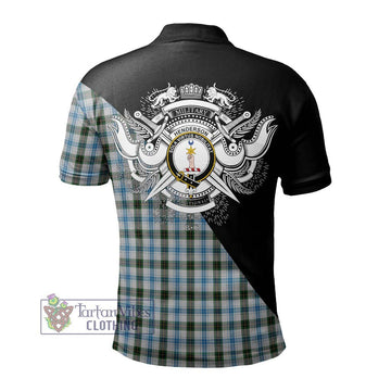 Henderson Dress Tartan Polo Shirt with Family Crest and Military Logo Style