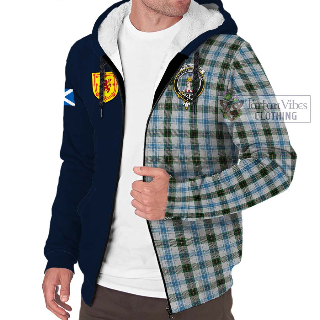 Tartan Vibes Clothing Henderson Dress Tartan Sherpa Hoodie with Scottish Lion Royal Arm Half Style