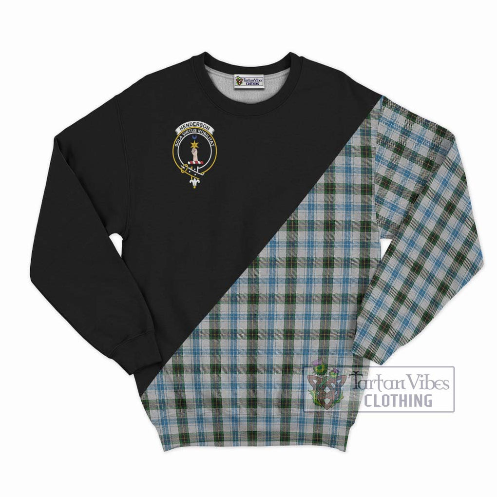 Henderson Dress Tartan Sweatshirt with Family Crest and Military Logo Style - Tartanvibesclothing Shop