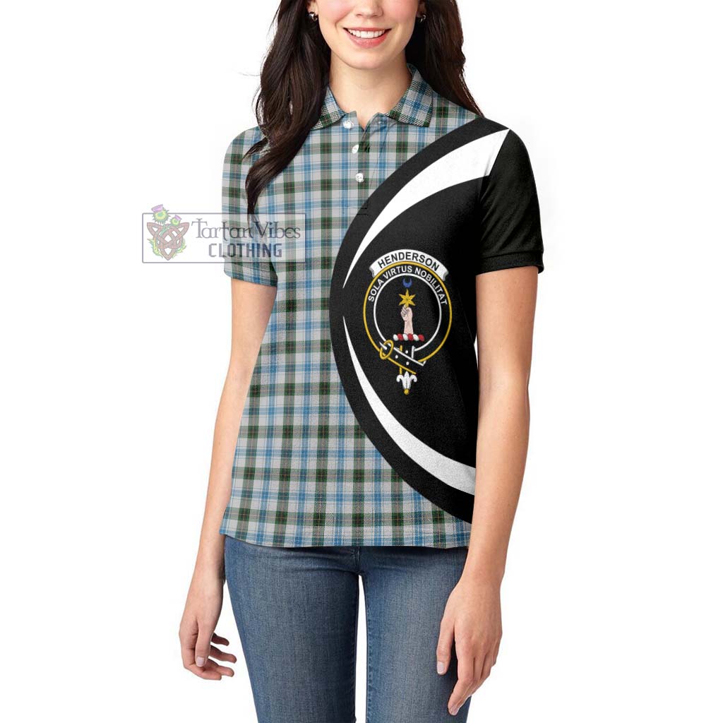 Tartan Vibes Clothing Henderson Dress Tartan Women's Polo Shirt with Family Crest Circle Style