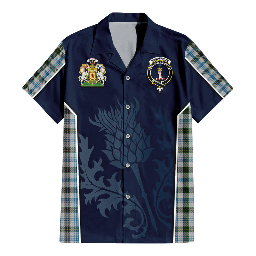 Tartan Vibes Clothing Henderson Dress Tartan Short Sleeve Button Up Shirt with Family Crest and Scottish Thistle Vibes Sport Style