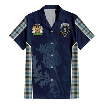 Henderson Dress Tartan Short Sleeve Button Up Shirt with Family Crest and Scottish Thistle Vibes Sport Style