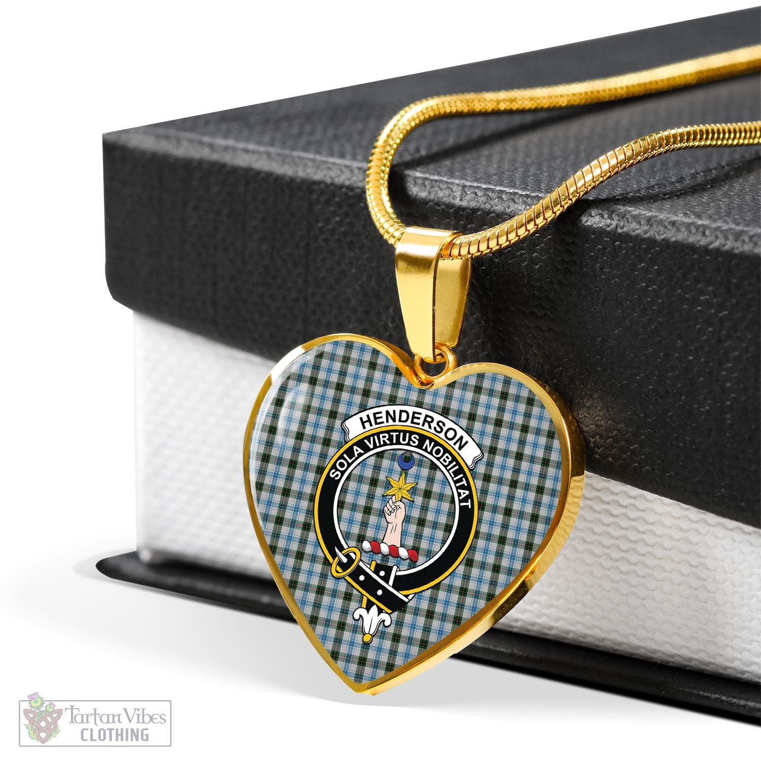 Tartan Vibes Clothing Henderson Dress Tartan Heart Necklace with Family Crest