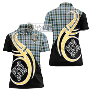 Henderson Dress Tartan Women's Polo Shirt with Family Crest and Celtic Symbol Style