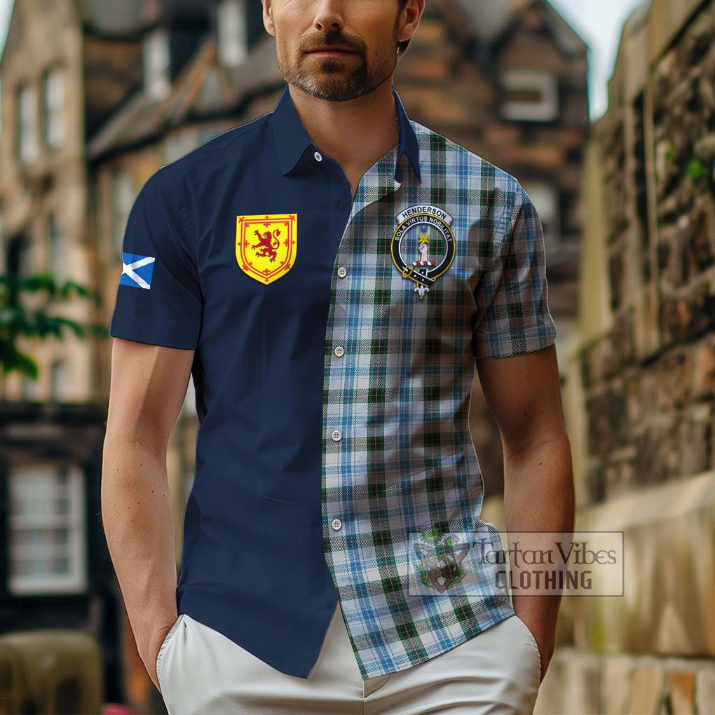 Tartan Vibes Clothing Henderson Dress Tartan Short Sleeve Button Shirt with Scottish Lion Royal Arm Half Style