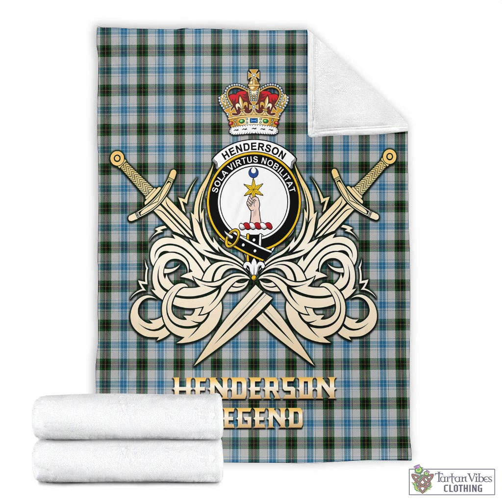 Tartan Vibes Clothing Henderson Dress Tartan Blanket with Clan Crest and the Golden Sword of Courageous Legacy