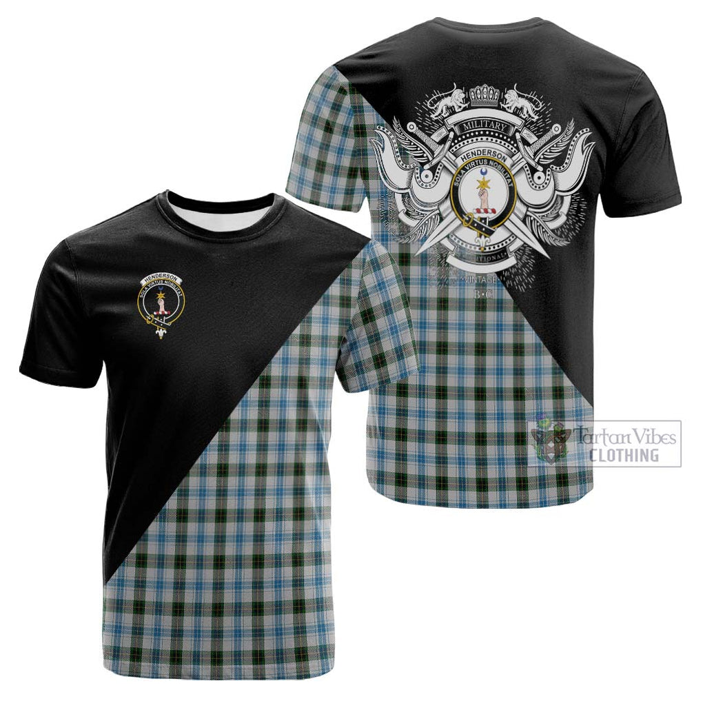 Tartan Vibes Clothing Henderson Dress Tartan Cotton T-shirt with Family Crest and Military Logo Style