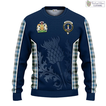 Henderson Dress Tartan Knitted Sweatshirt with Family Crest and Scottish Thistle Vibes Sport Style