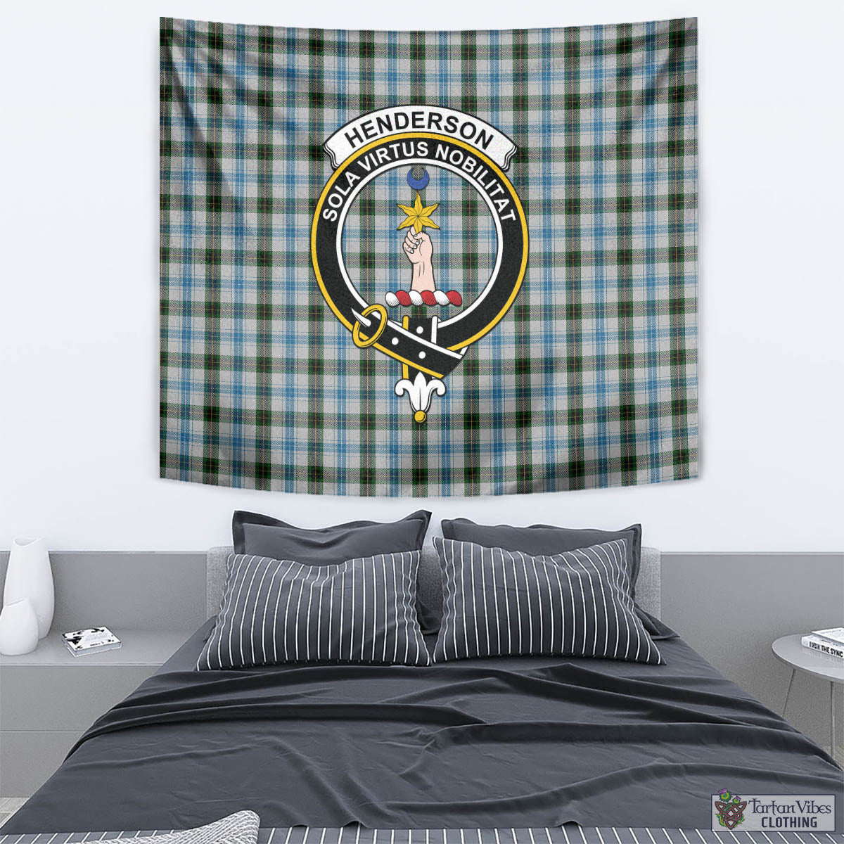 Tartan Vibes Clothing Henderson Dress Tartan Tapestry Wall Hanging and Home Decor for Room with Family Crest