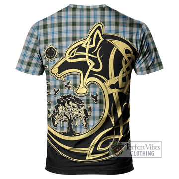 Henderson Dress Tartan T-Shirt with Family Crest Celtic Wolf Style