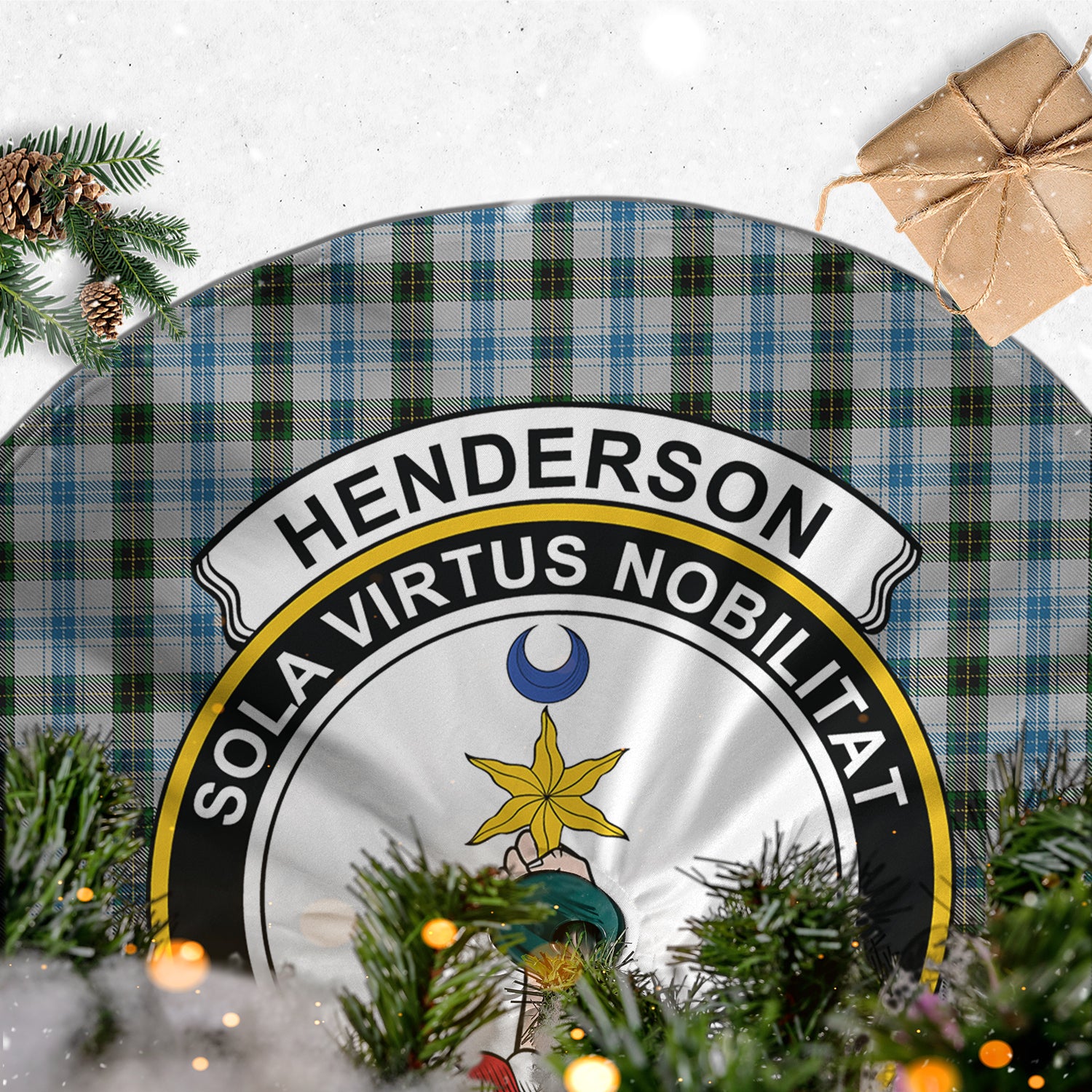 Henderson Dress Tartan Christmas Tree Skirt with Family Crest - Tartanvibesclothing