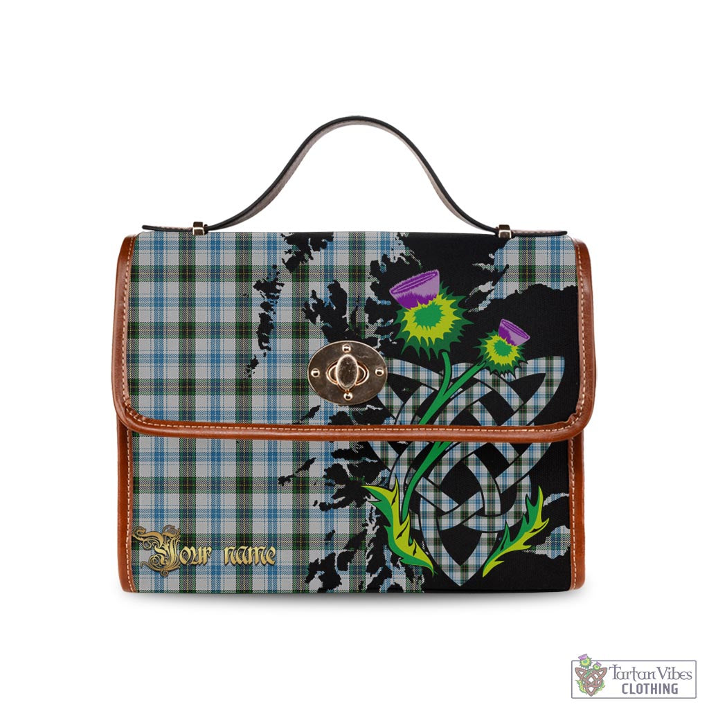 Tartan Vibes Clothing Henderson Dress Tartan Waterproof Canvas Bag with Scotland Map and Thistle Celtic Accents