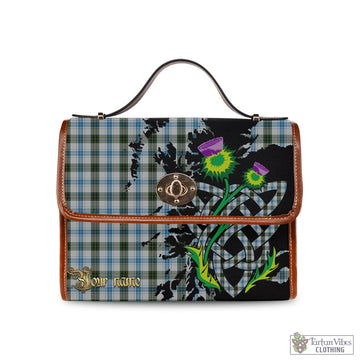 Henderson Dress Tartan Waterproof Canvas Bag with Scotland Map and Thistle Celtic Accents