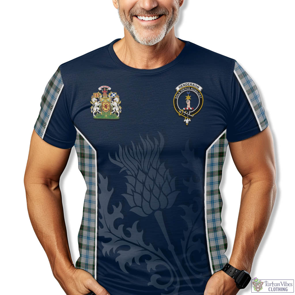 Tartan Vibes Clothing Henderson Dress Tartan T-Shirt with Family Crest and Scottish Thistle Vibes Sport Style