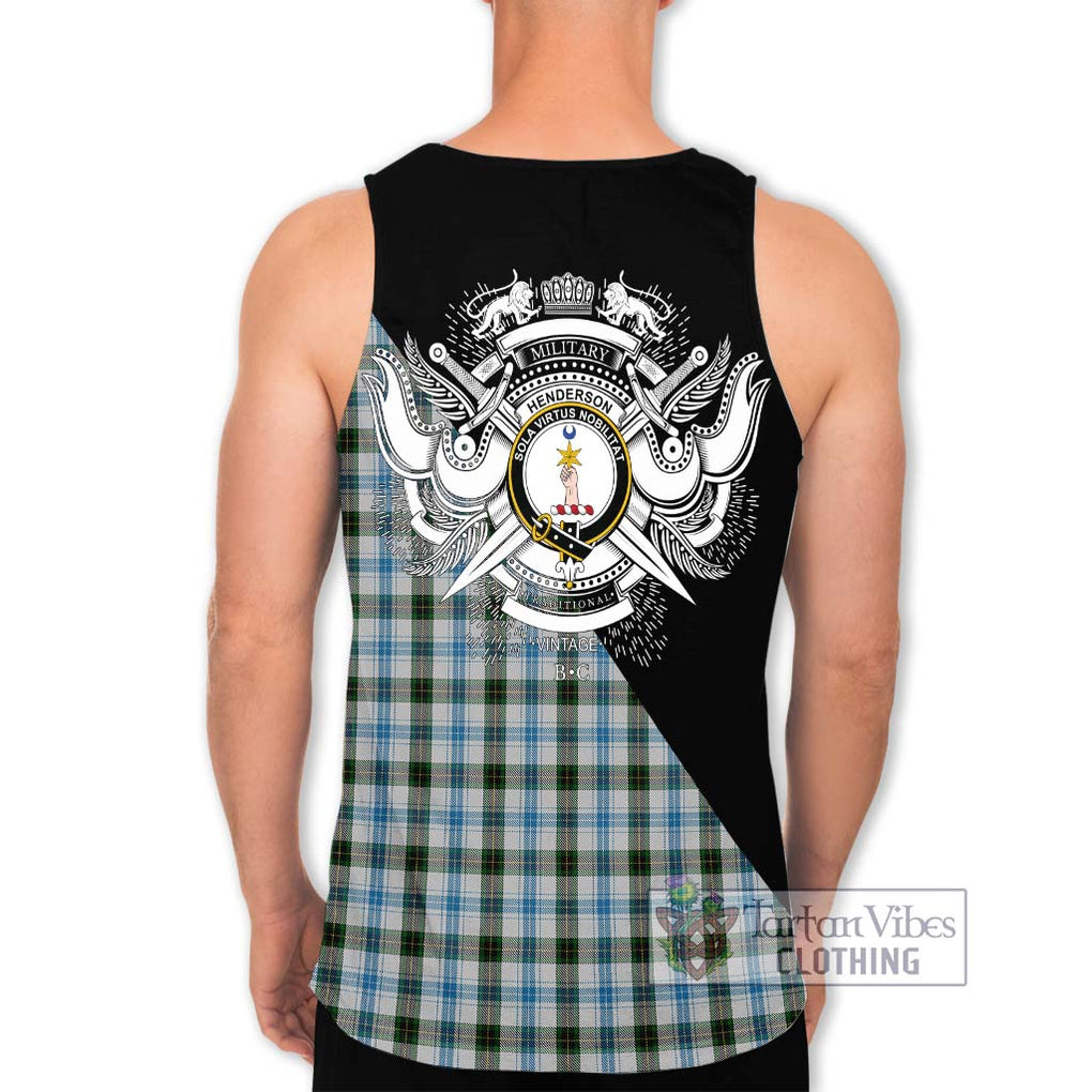 Henderson Dress Tartan Men's Tank Top with Family Crest and Military Logo Style - Tartanvibesclothing Shop