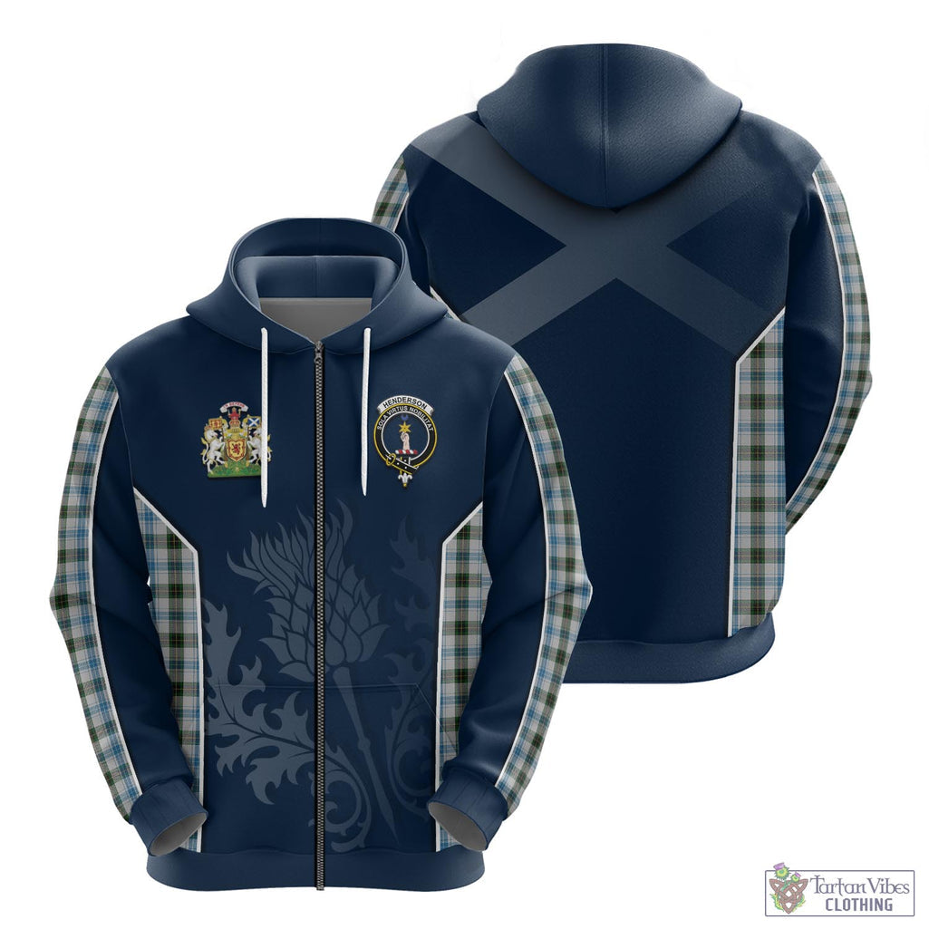 Tartan Vibes Clothing Henderson Dress Tartan Hoodie with Family Crest and Scottish Thistle Vibes Sport Style