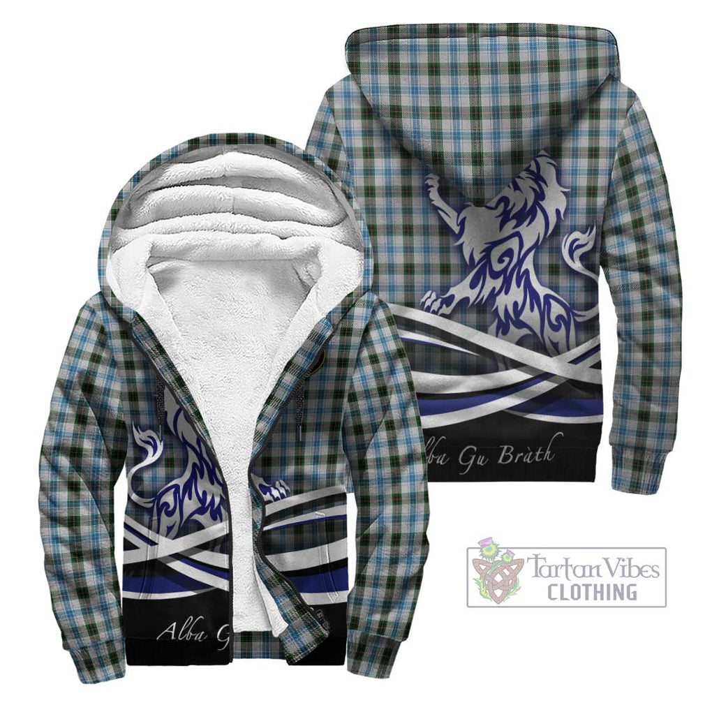 Henderson Dress Tartan Sherpa Hoodie with Alba Gu Brath Regal Lion Emblem Unisex - Tartanvibesclothing Shop