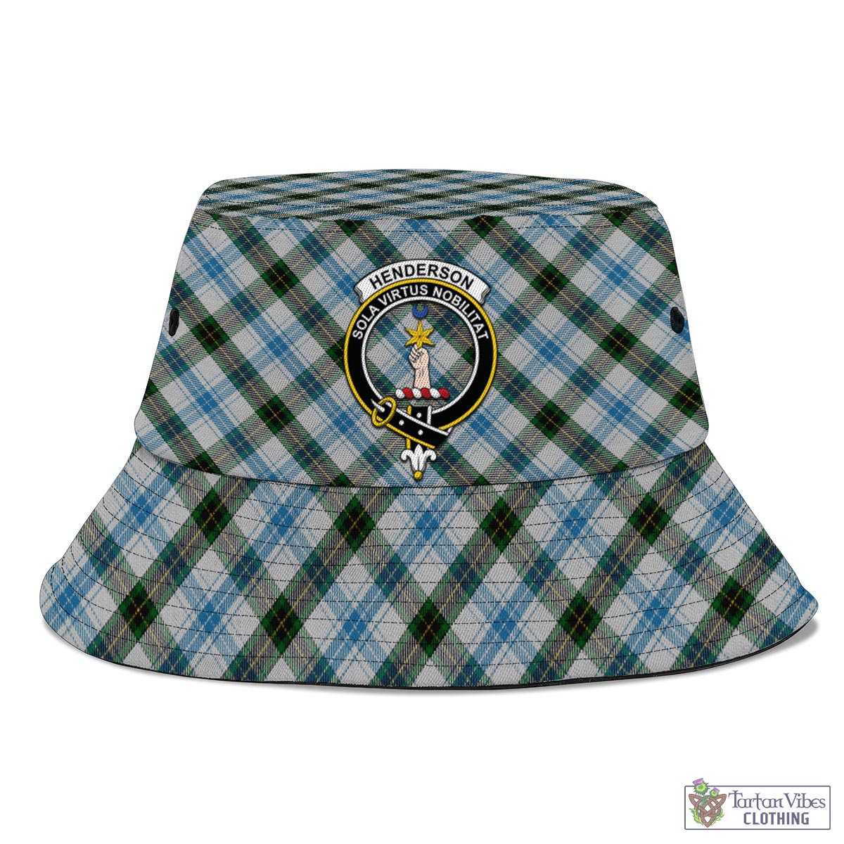 Tartan Vibes Clothing Henderson Dress Tartan Bucket Hat with Family Crest