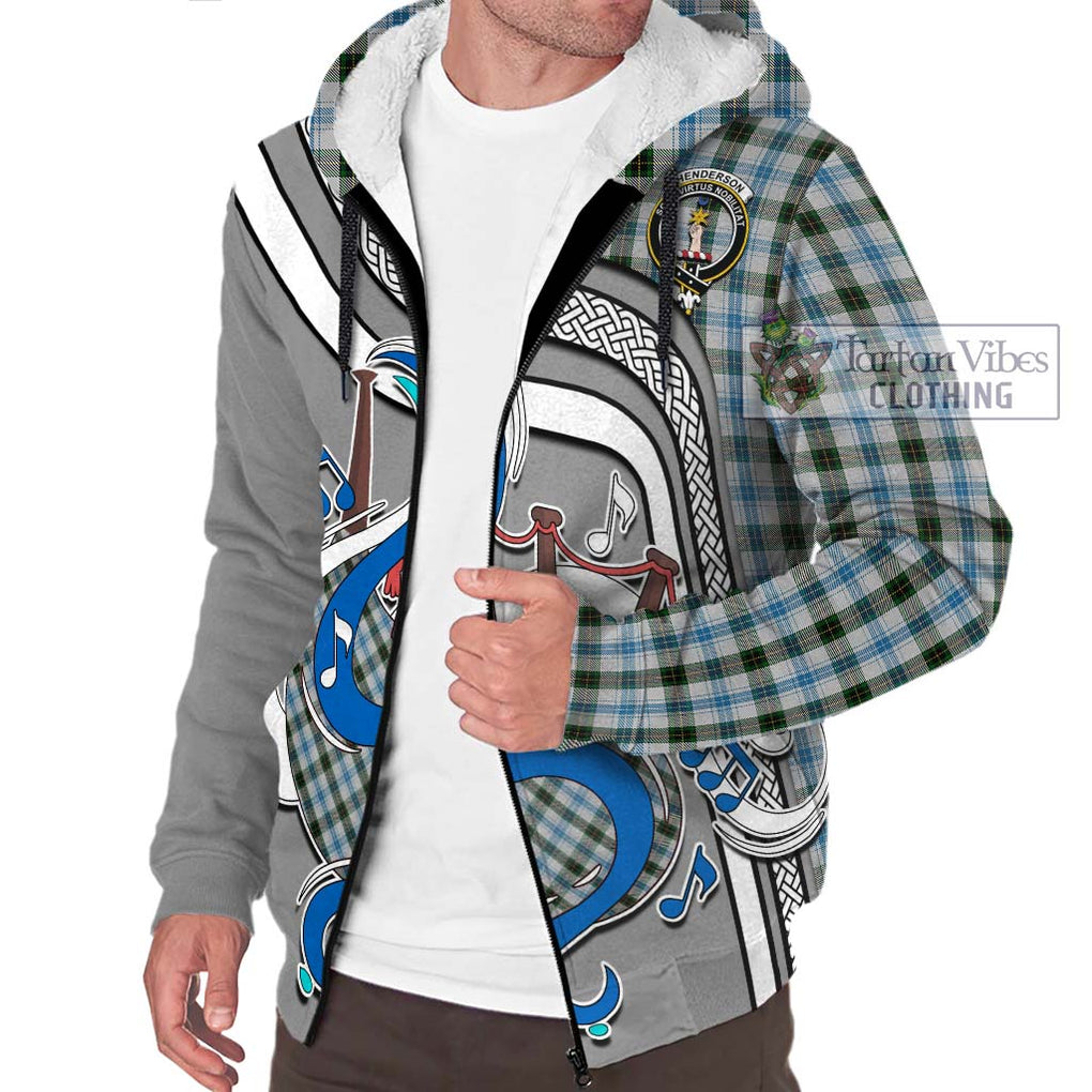 Henderson Dress Tartan Sherpa Hoodie with Epic Bagpipe Style Unisex - Tartanvibesclothing Shop