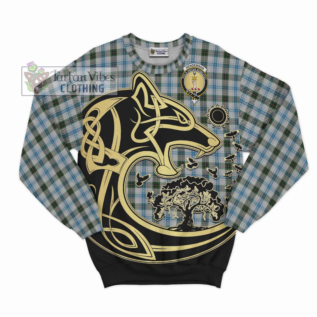 Henderson Dress Tartan Sweatshirt with Family Crest Celtic Wolf Style - Tartan Vibes Clothing