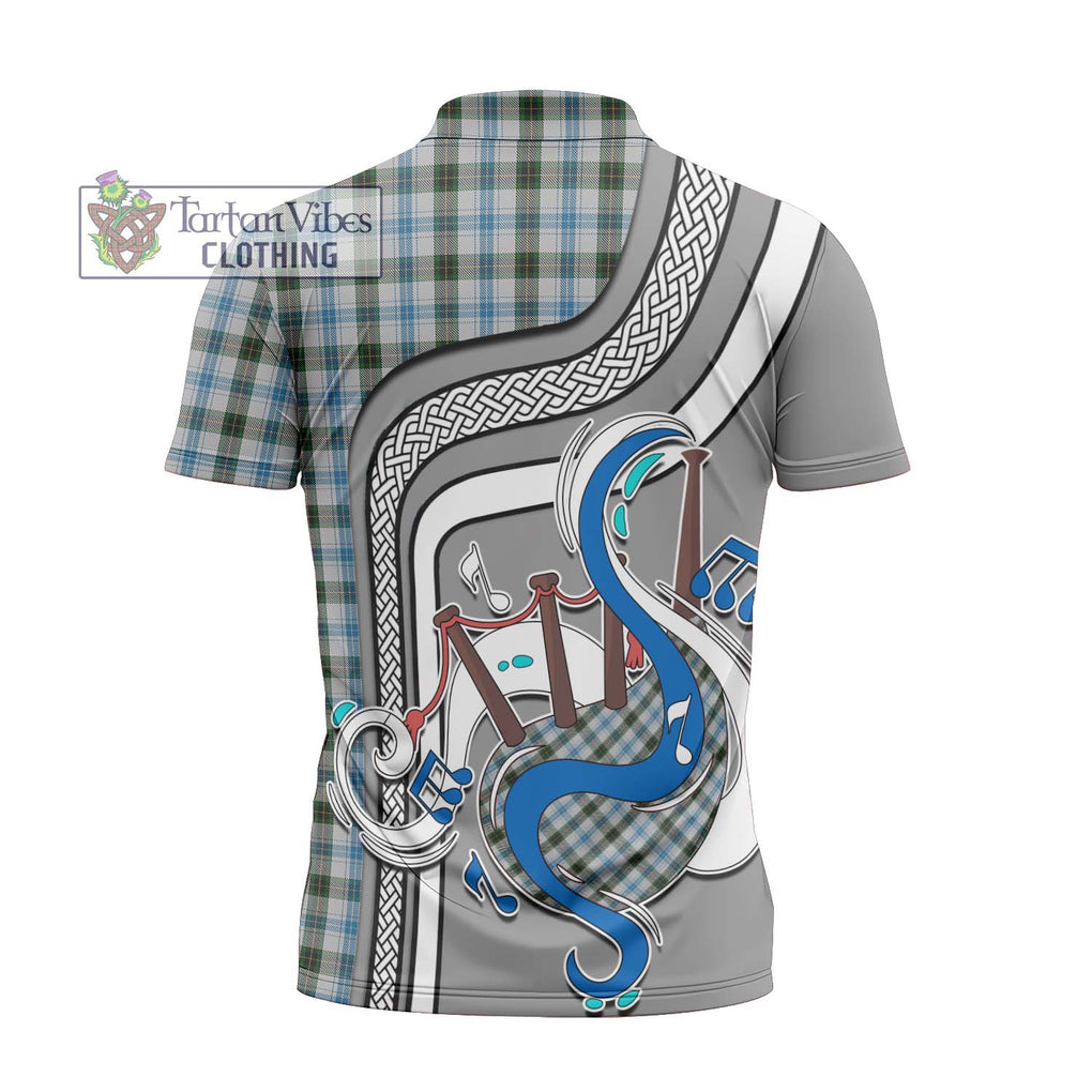 Henderson Dress Tartan Zipper Polo Shirt with Epic Bagpipe Style - Tartanvibesclothing Shop