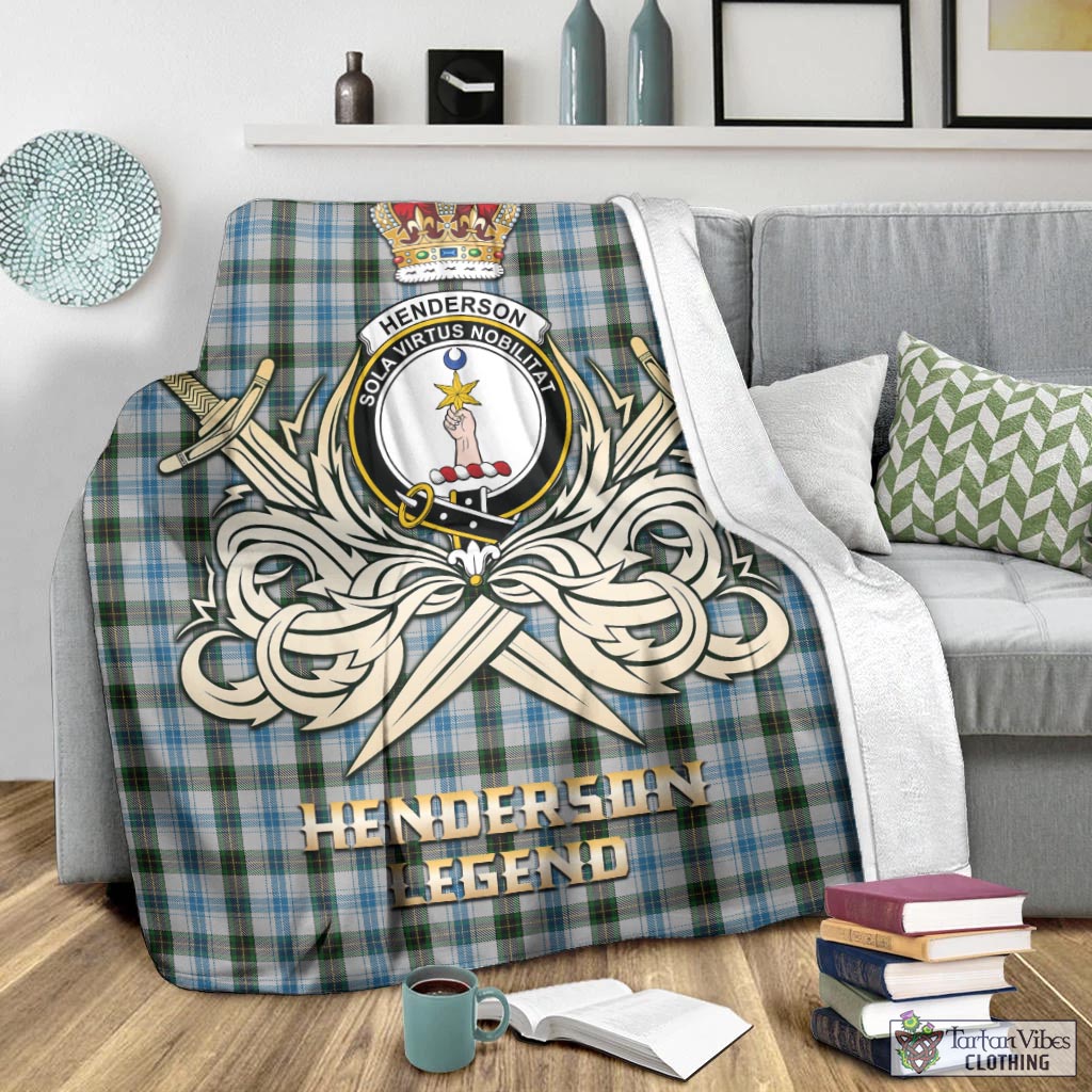 Tartan Vibes Clothing Henderson Dress Tartan Blanket with Clan Crest and the Golden Sword of Courageous Legacy