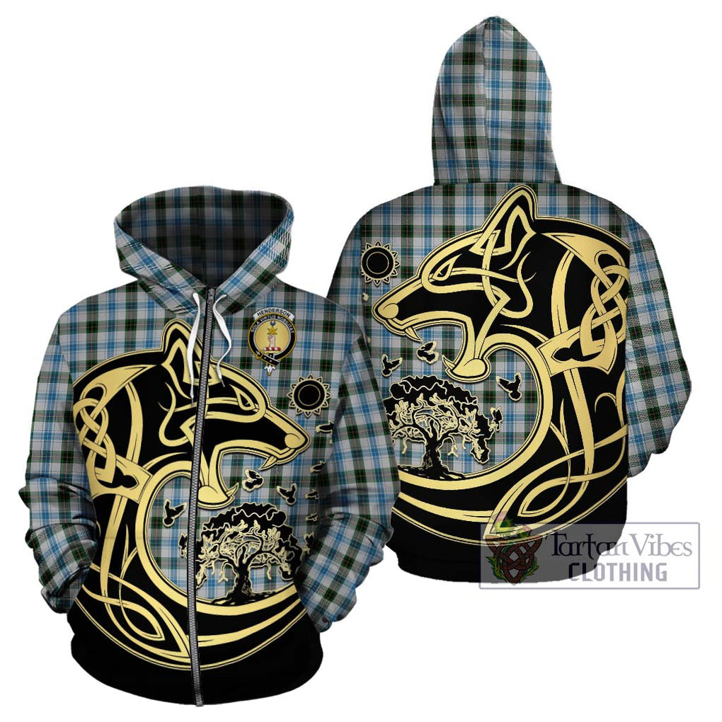 Henderson Dress Tartan Hoodie with Family Crest Celtic Wolf Style - Tartan Vibes Clothing