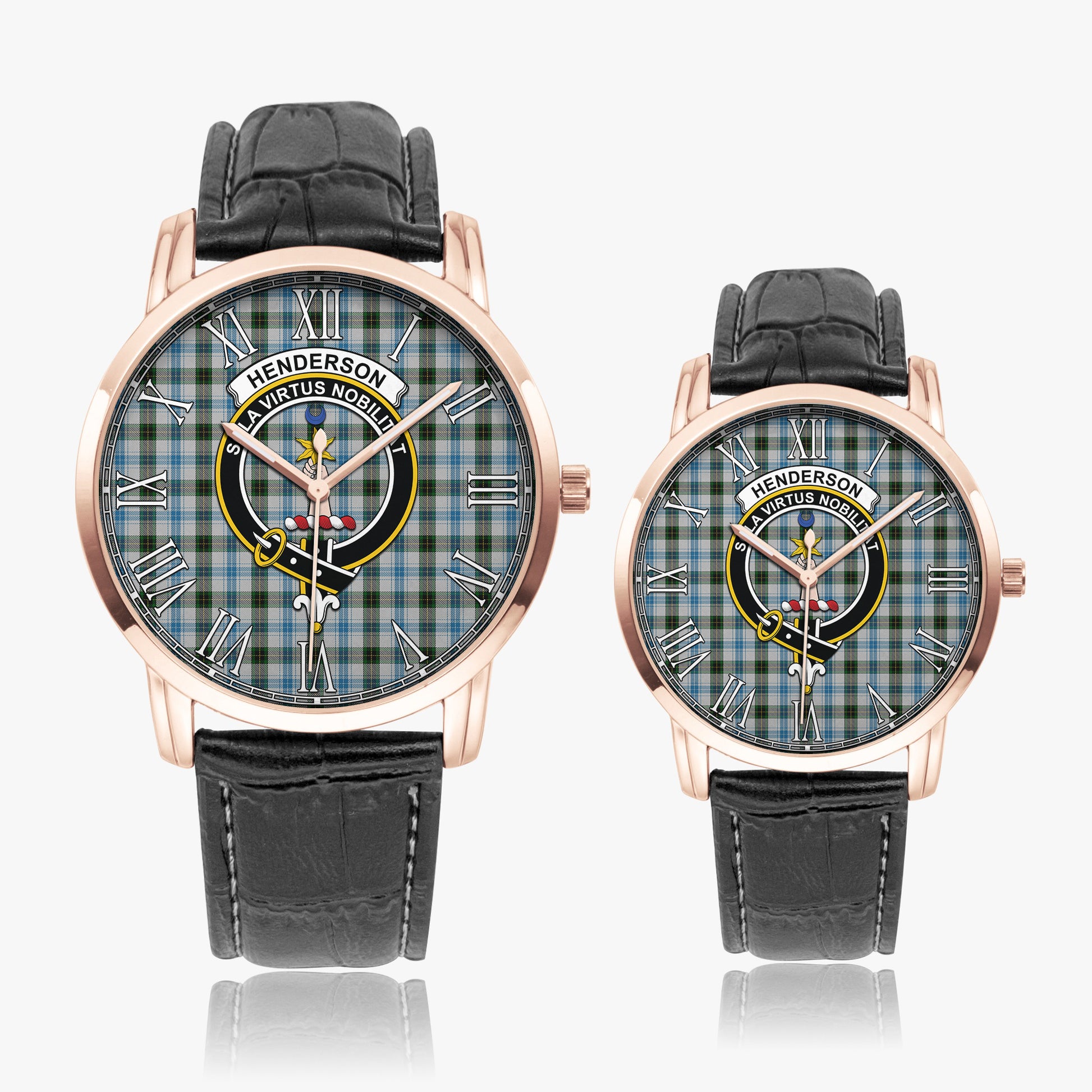 Henderson Dress Tartan Family Crest Leather Strap Quartz Watch - Tartanvibesclothing