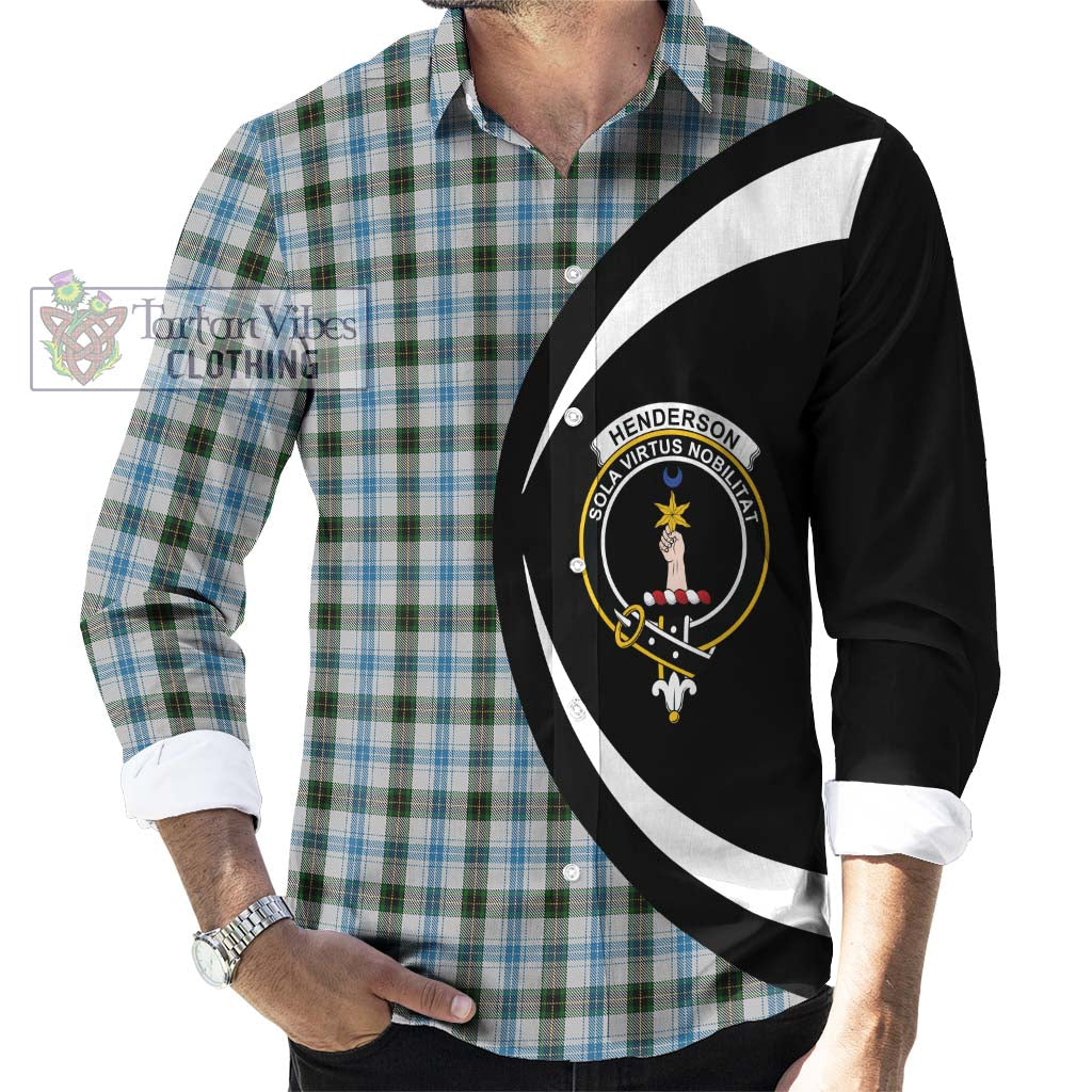 Henderson Dress Tartan Long Sleeve Button Up with Family Crest Circle Style - Tartan Vibes Clothing