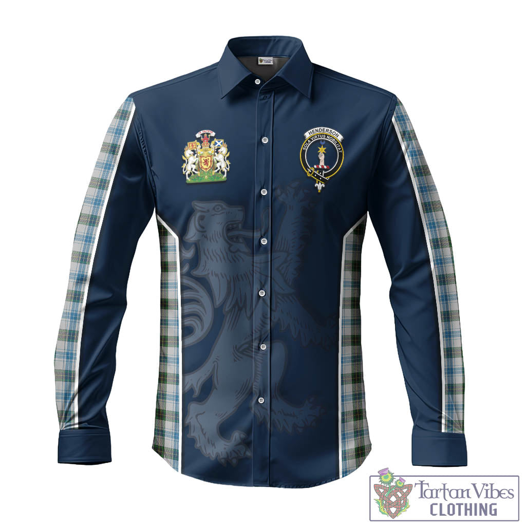 Tartan Vibes Clothing Henderson Dress Tartan Long Sleeve Button Up Shirt with Family Crest and Lion Rampant Vibes Sport Style