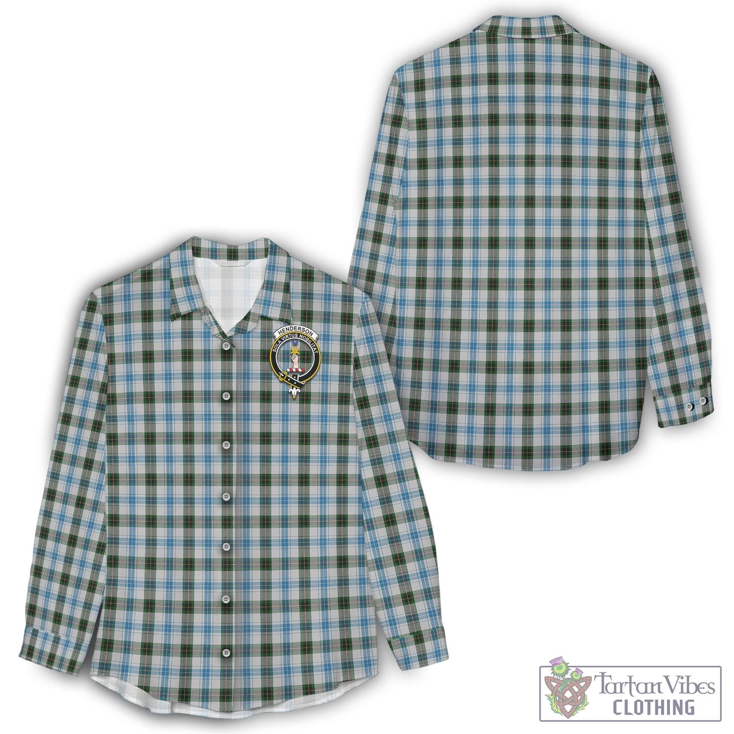 Tartan Vibes Clothing Henderson Dress Tartan Womens Casual Shirt with Family Crest