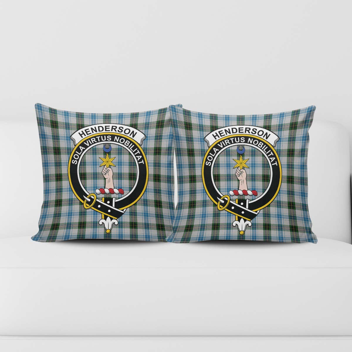 Henderson Dress Tartan Pillow Cover with Family Crest - Tartanvibesclothing